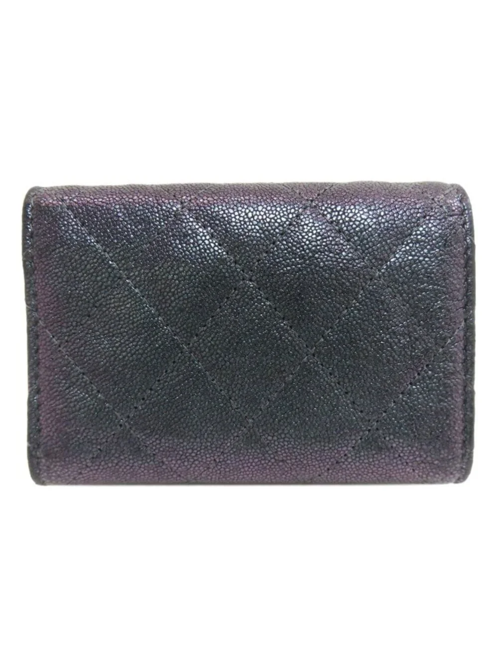 Chanel Quilted CC Logo Gold Trifold Wallet Calf